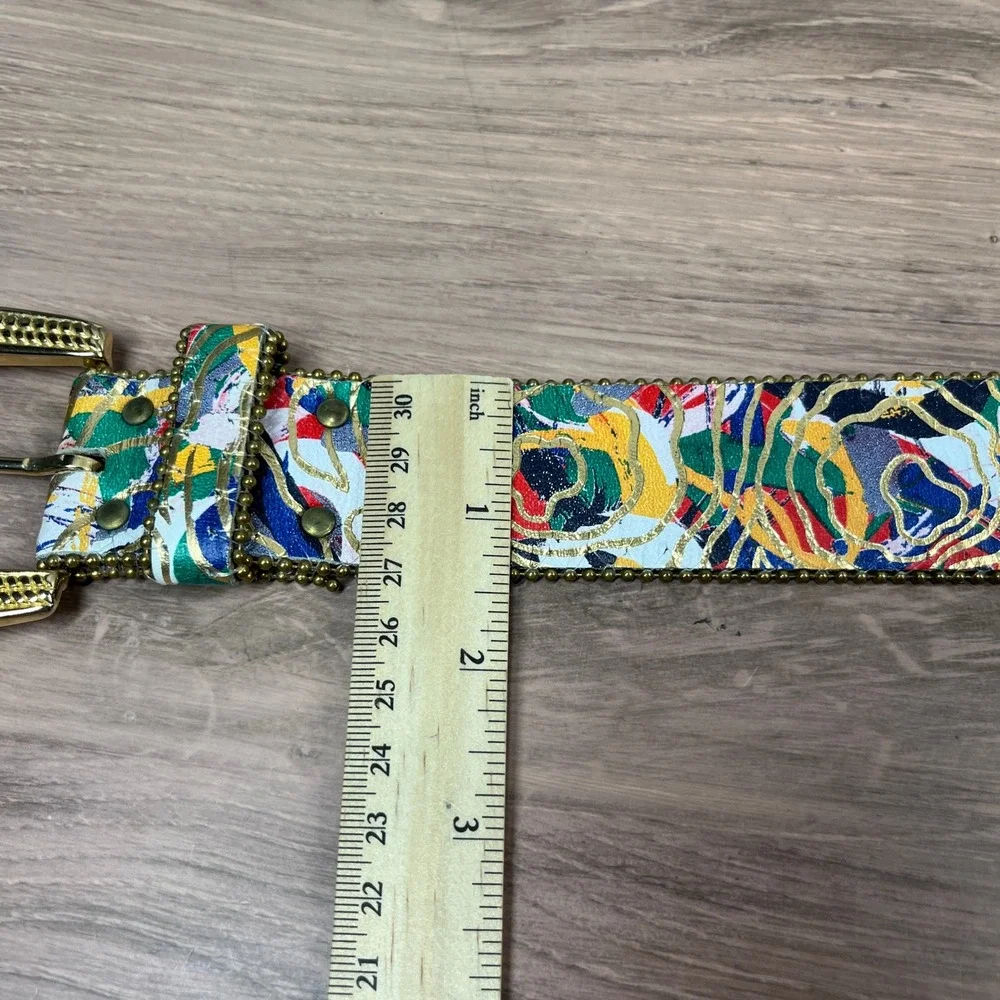 VTG Elite Fresno Belt‎ Gold Beaded Abstract Splatter Western Gold Buckle 988 S